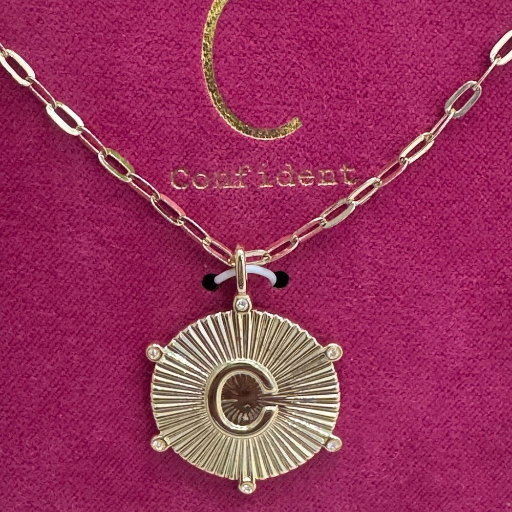 a new day 14k gold dipped Initial “C” pendant necklace. New in box.